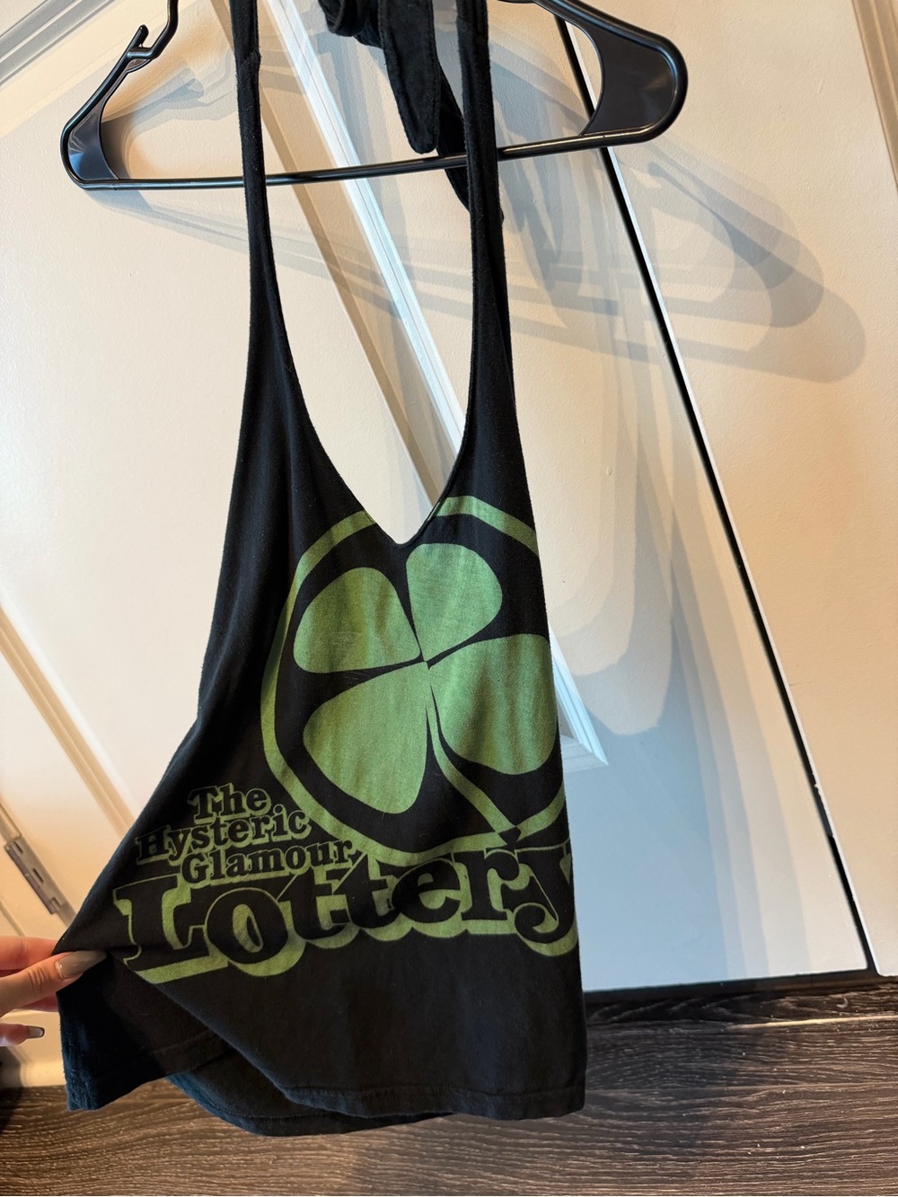 Hysteric Glamour Lottery Black Tank with Green 4 Leaf Clover Graphic